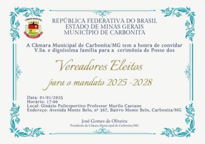 Cerimônia de posse dos vereadores eleitos para a gestão 2025-2028